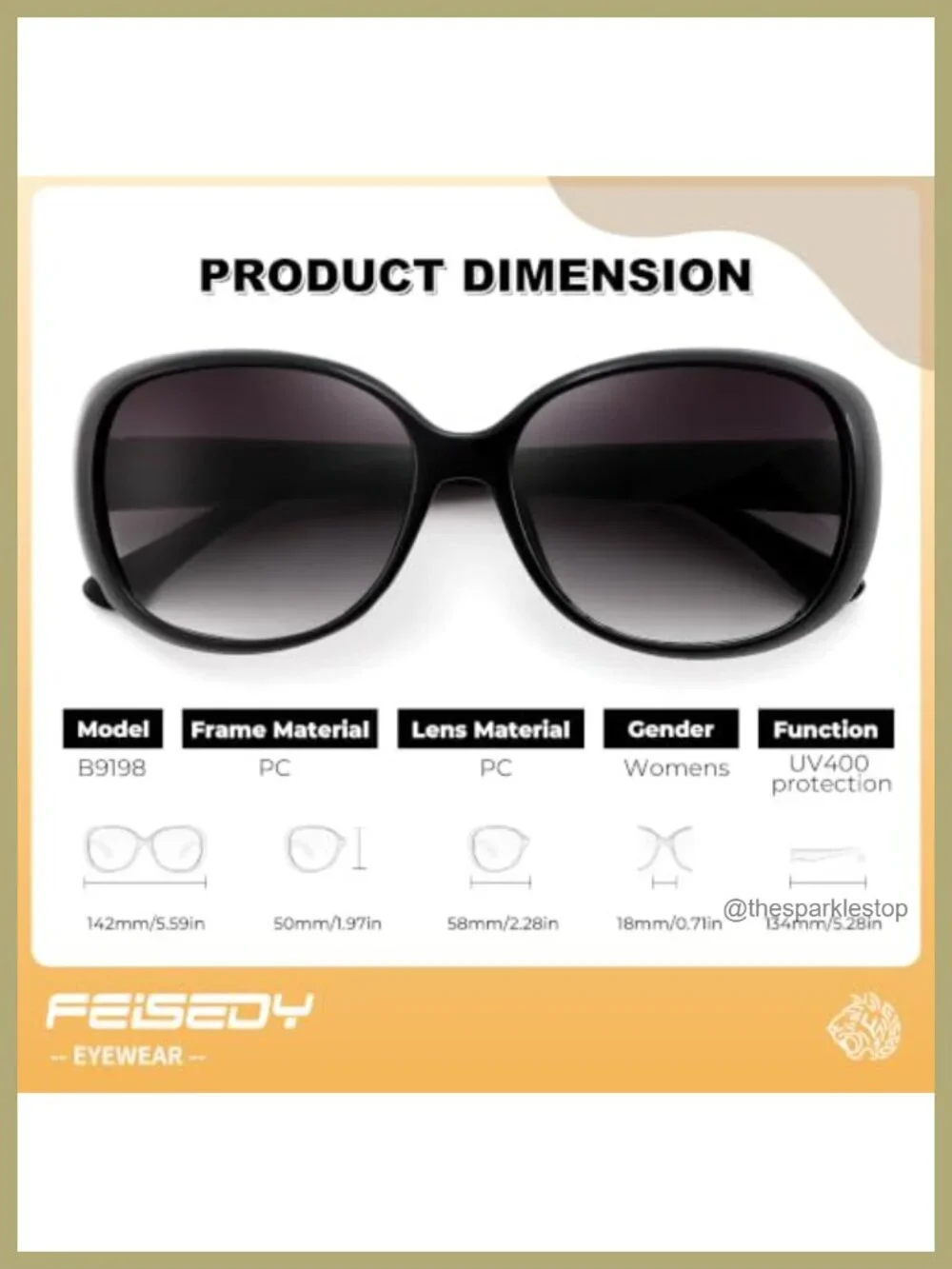 Vintage Oversized Square Sunglasses UV400 Protection Lightweight Retro